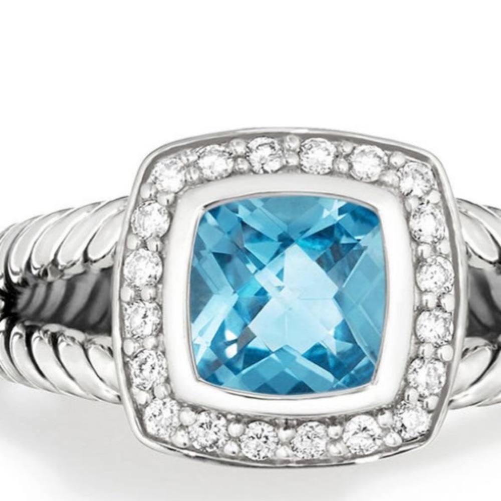 David Yurman Albion Petite Ring- Blue Topaz size 6